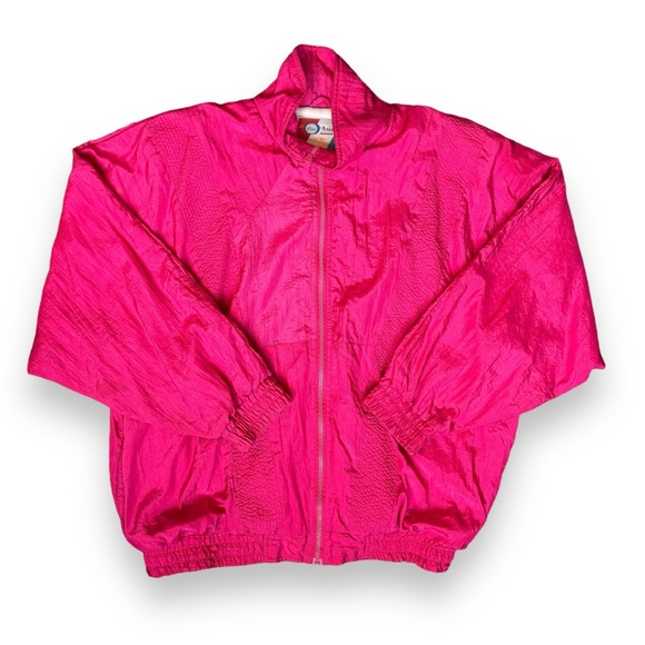 Vintage Hot Pink Nylon Zip-Up Jacket - Size L - Picture 2 of 8